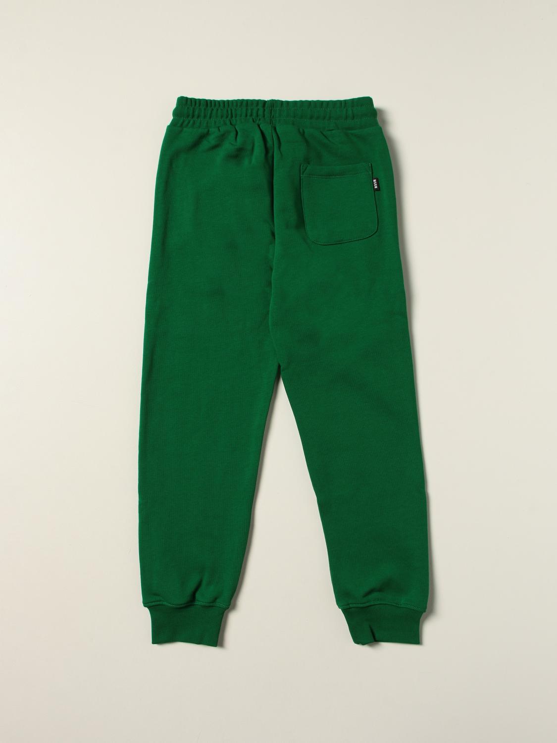 Msgm Kids Outlet pants for boys Green Msgm Kids pants MS027679