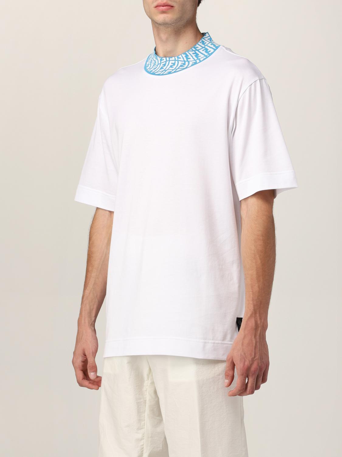 FENDI: Vertigo cotton t-shirt with logo - White | Fendi t-shirt