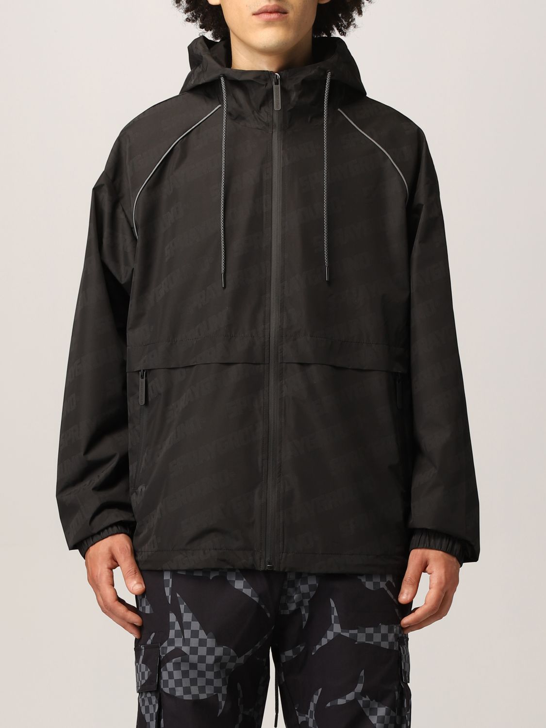 SPRAYGROUND: jacket with all over logo print - Grey | Jacket ...