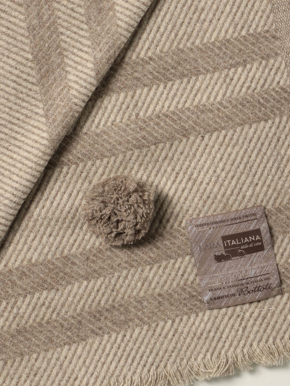 BLANKET Bottoli 1861: Bottoli 1861 Merino wool scarf beige 2