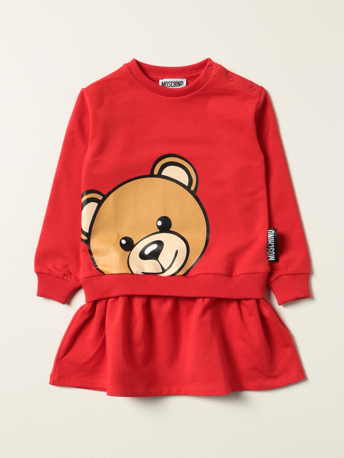 MOSCHINO BABY sweatshirt dress with big teddy Red Moschino Baby romper MAV08K LDA16 online