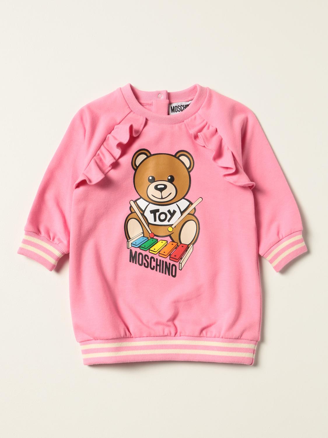MOSCHINO BABY sweatshirt dress in cotton with logo Fuchsia