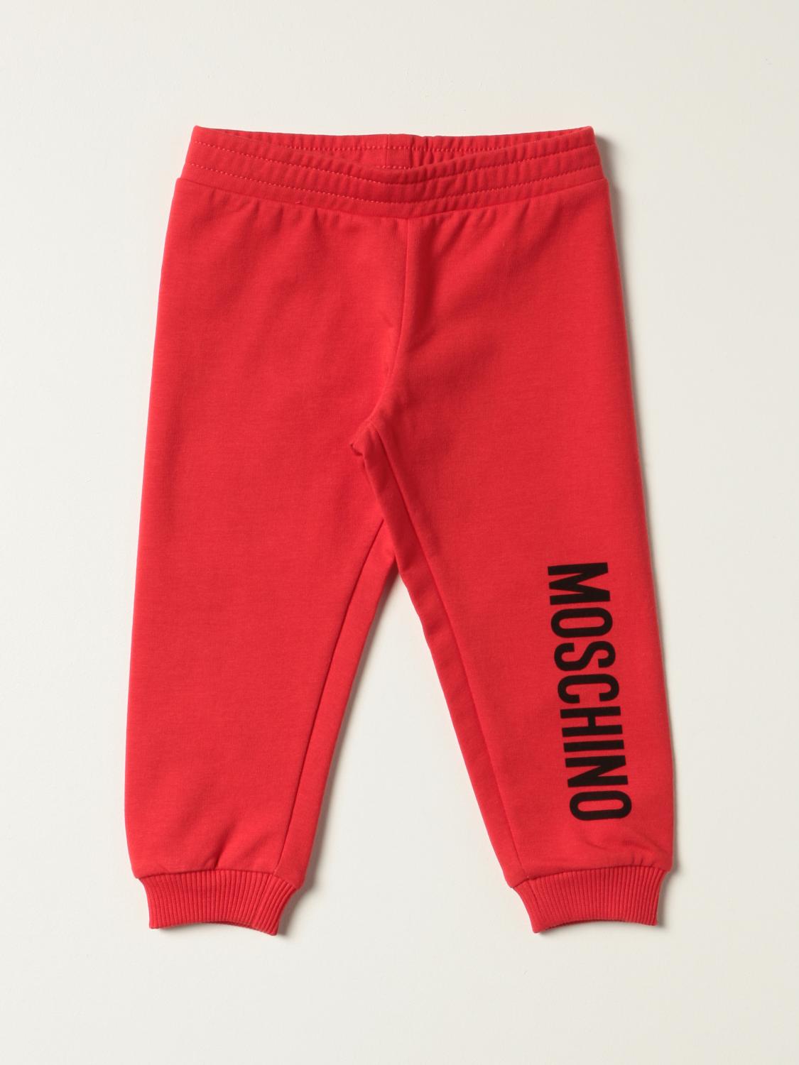 MOSCHINO BABY jogging pants with logo Red Moschino Baby pants