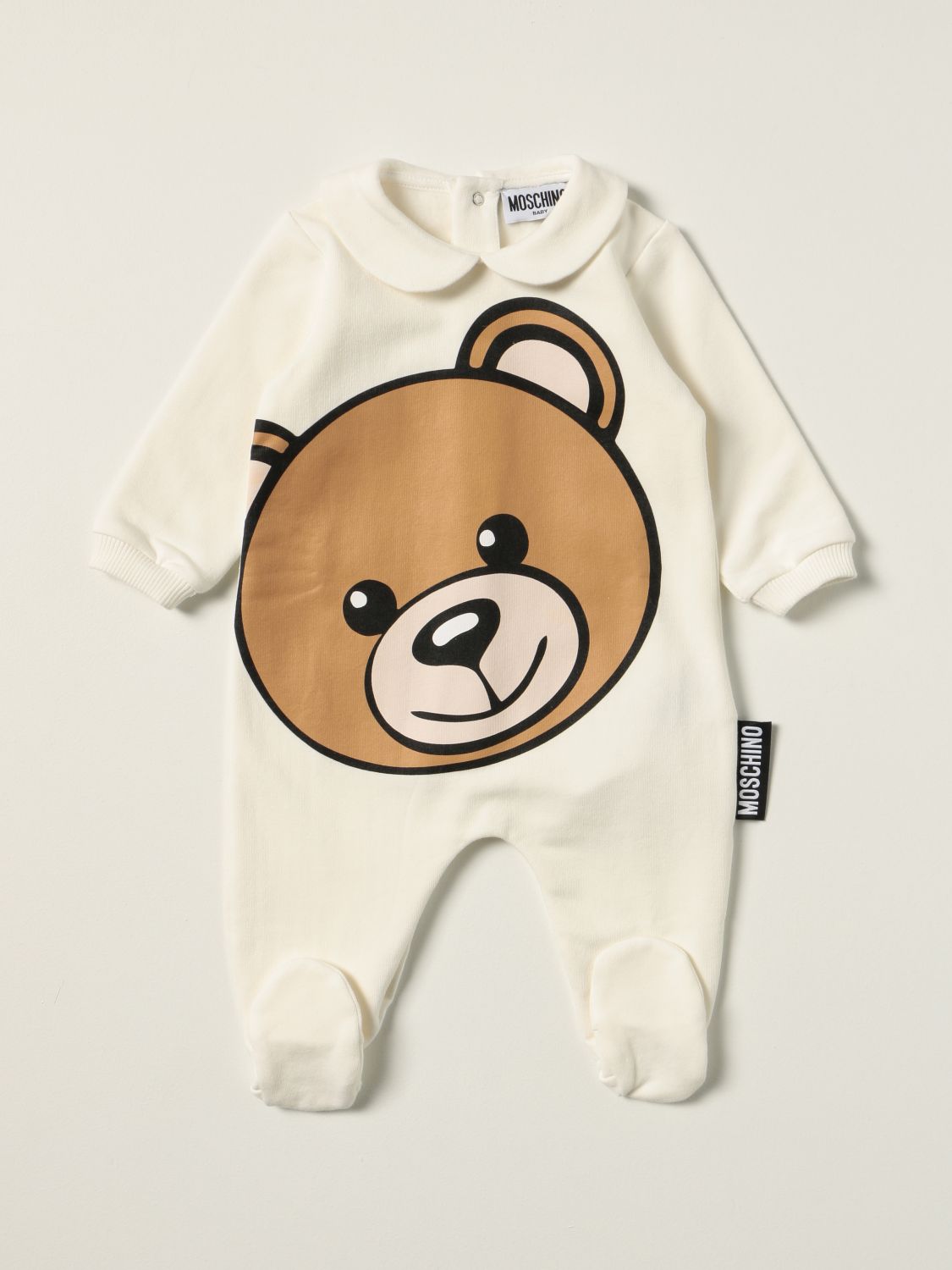 Tracksuits Moschino Baby: Moschino Baby footed jumpsuit with big teddy yellow cream 1