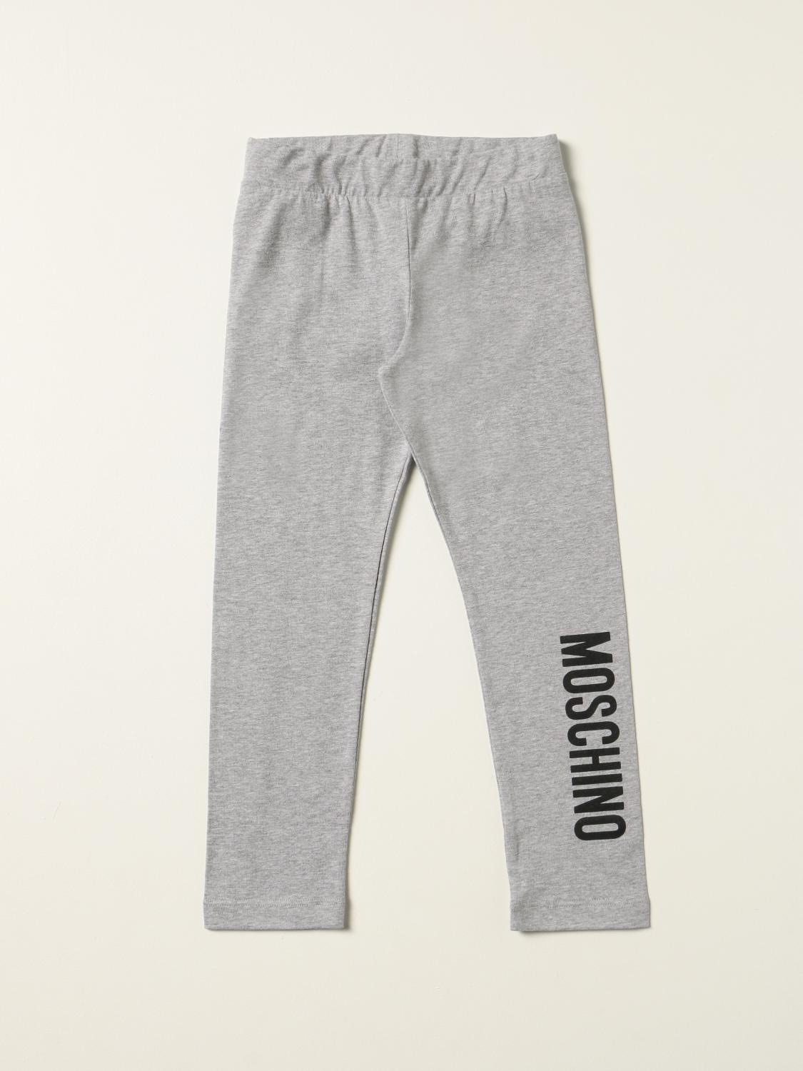 MOSCHINO KID: Leggings con logo - Grigio | Pantalone Moschino Kid H3P03U  LBA11 GIGLIO.COM
