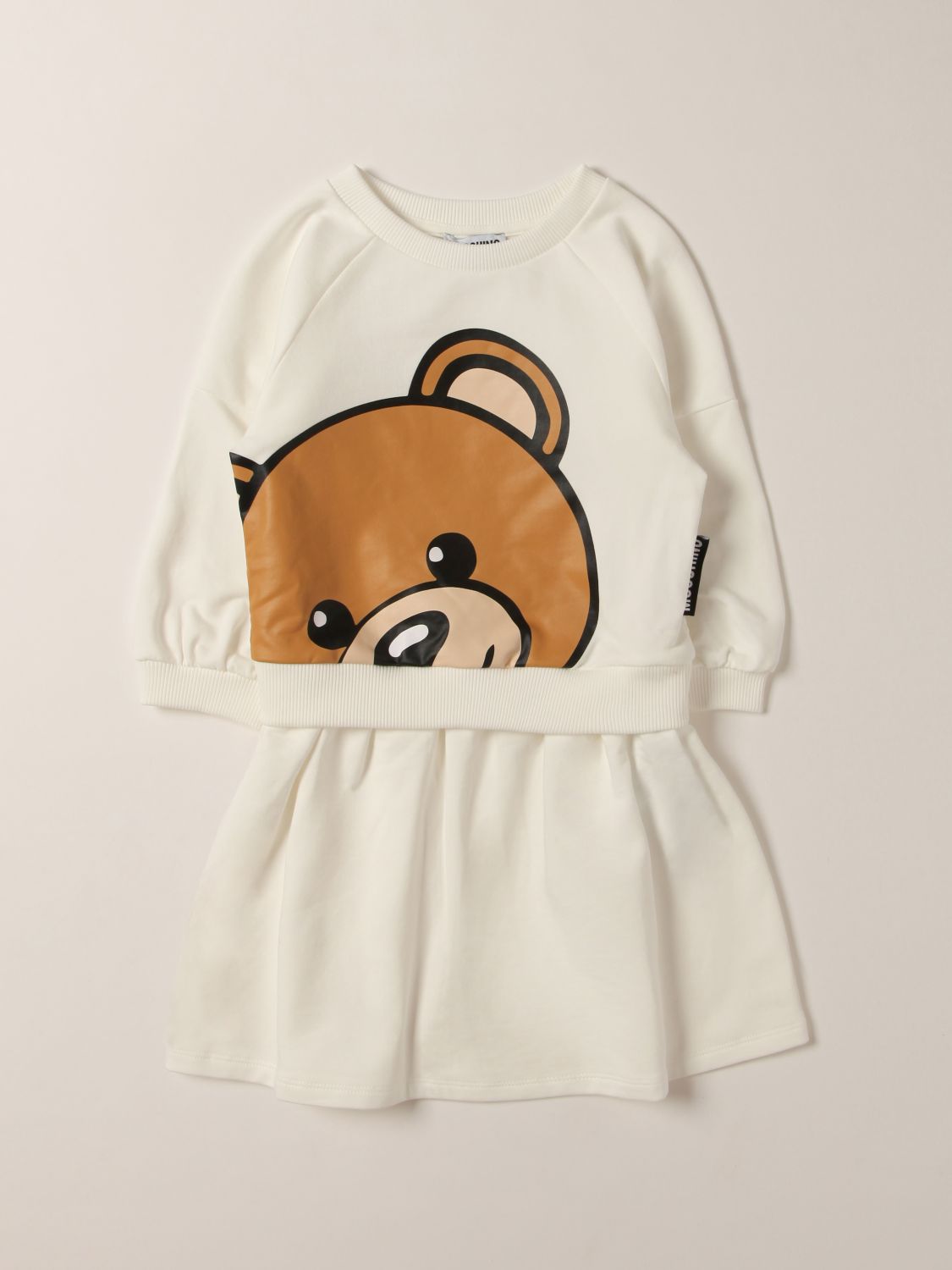 Dress Moschino Kid: Moschino Kid sweatshirt dress with big teddy yellow cream 1