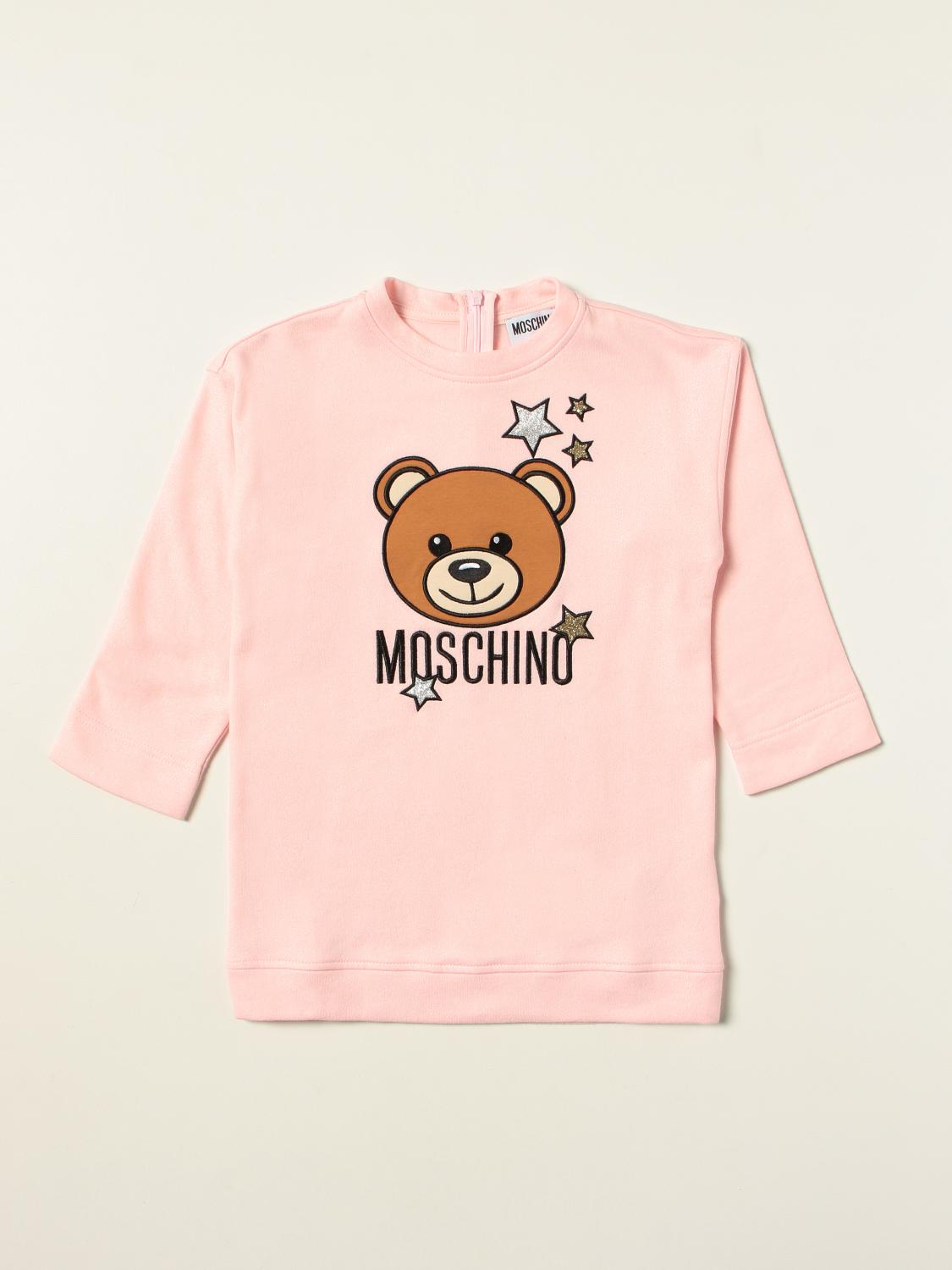 MOSCHINO KID tshirt dress with teddy logo Pink Moschino Kid dress