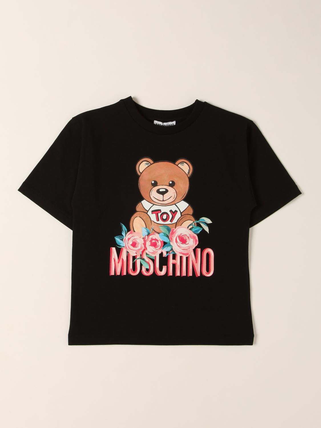 Moschino Kid Outlet: t-shirt with teddy flower - Black | T-Shirt Moschino  Kid HHM02T LBA11 GIGLIO.COM