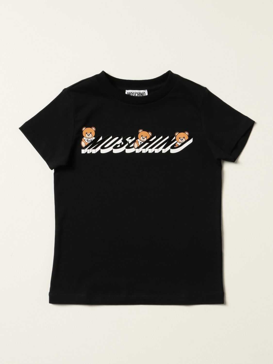 MOSCHINO KID: T-shirt with teddy logo - Black | Moschino Kid t-shirt