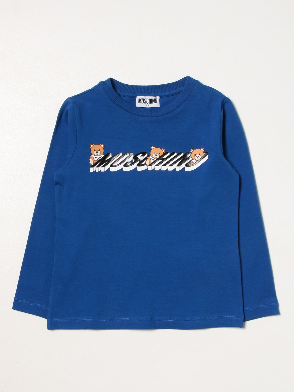 MOSCHINO KID: T-shirt with logo - Blue | Moschino Kid t-shirt HUO00F ...