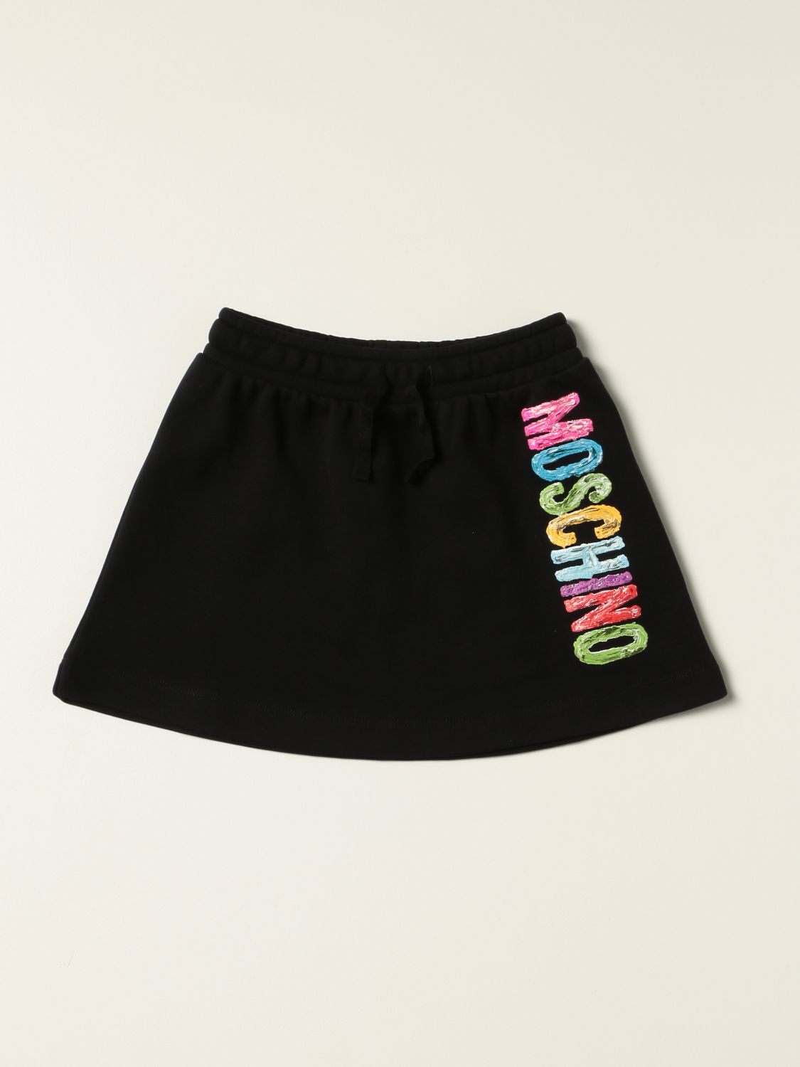 Skirt Moschino Kid: Moschino Kid jogging skirt with multicolor logo black 1