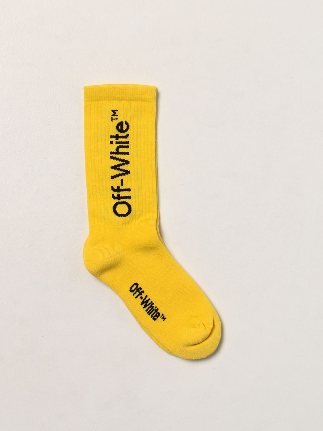 OFF-WHITE: Off White socks with logo - Yellow | Off-White socks ...
