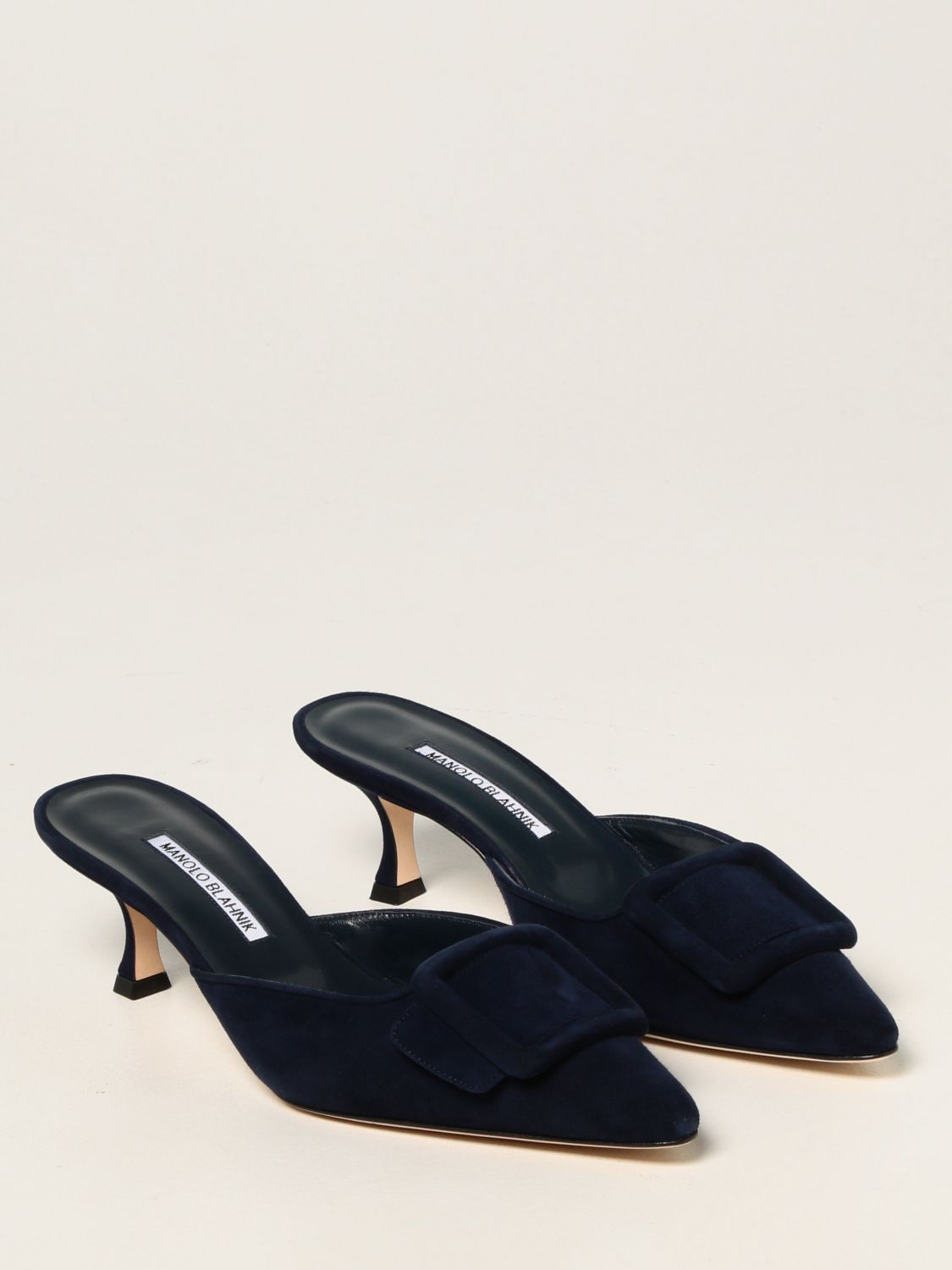 High heel shoes Manolo Blahnik: Maysale Manolo Blahnik mules in suede blue 2