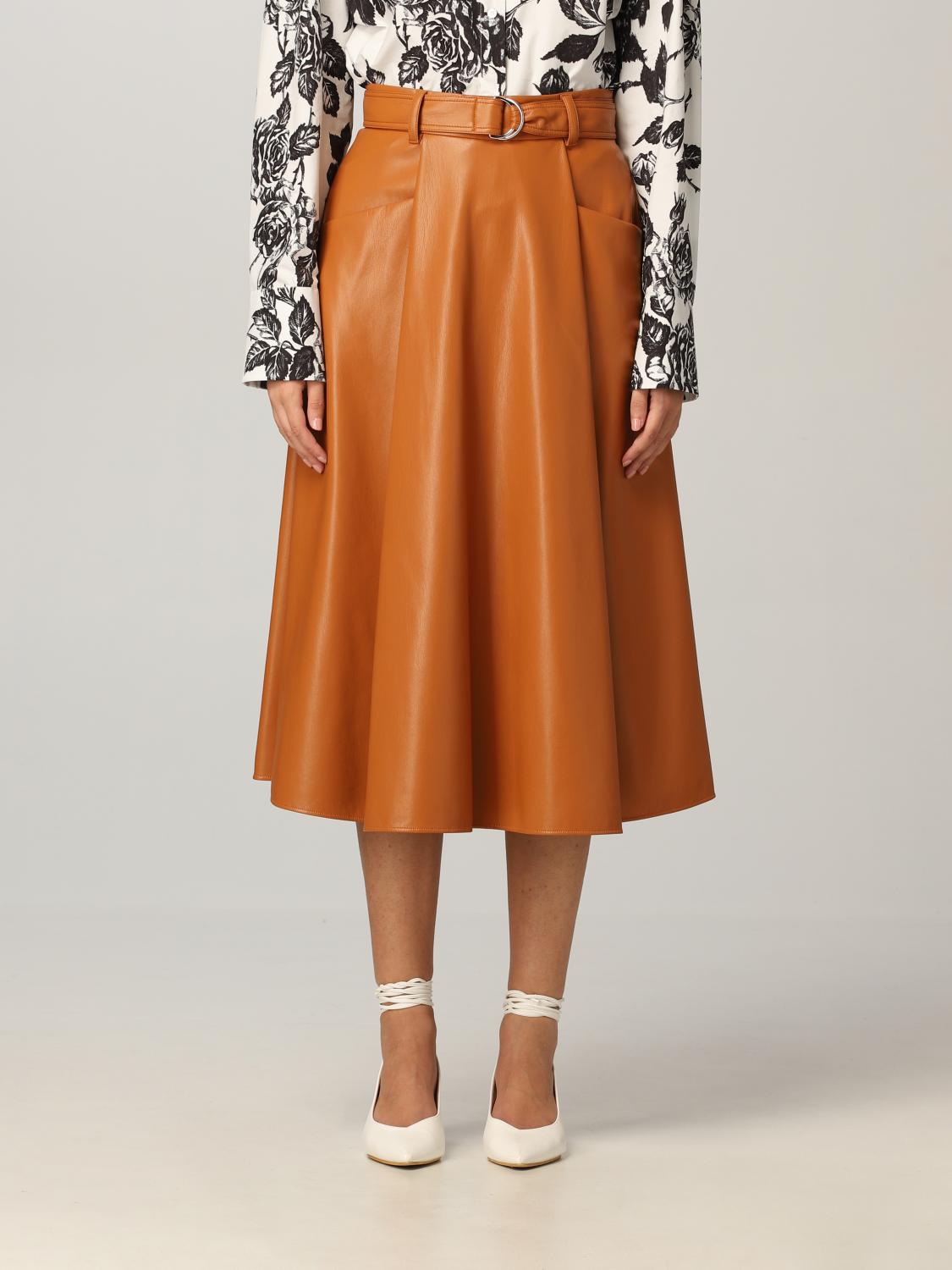 MSGM: Gonna midi in pelle sintetica - Cuoio | Gonna Msgm 3141MDD10217616  GIGLIO.COM