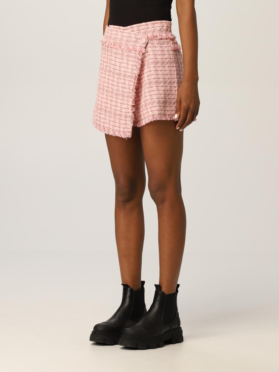 MSGM: Pantaloncino in tweed - Rosa | Gonna Msgm 3141MDB05217624 GIGLIO.COM