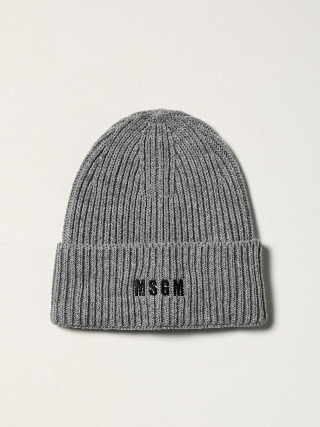 Msgm Outlet: Cappello a berretto con logo - Grigio | Cappello Msgm  3140ML04217780 GIGLIO.COM