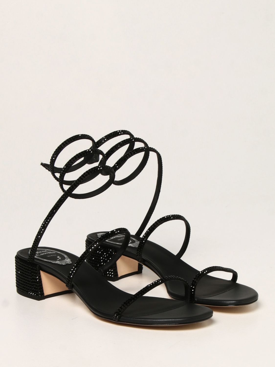 Heeled sandals Rene Caovilla: Cleo René Caovilla sandal in satin with crystals black 2