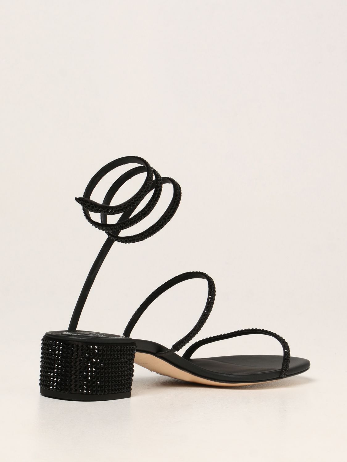 Heeled sandals Rene Caovilla: Cleo René Caovilla sandal in satin with crystals black 3