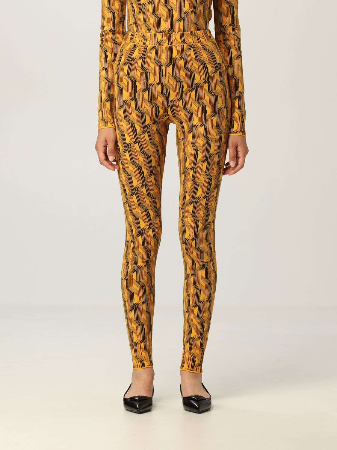 PRADA: leggings in patterned virgin wool - Corn | Pants Prada 22229 ...