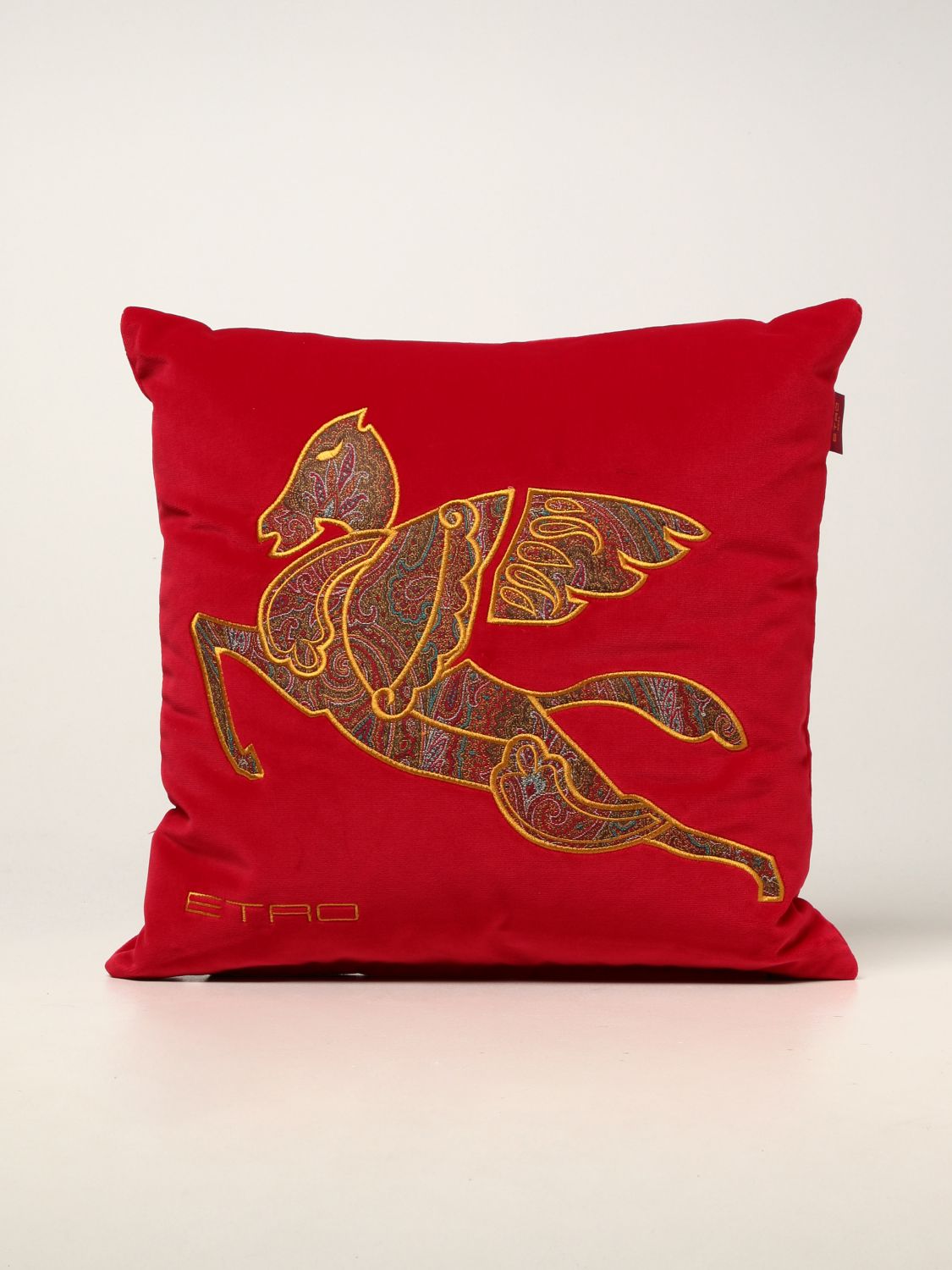 Pillow Etro Home: Pegaso Etro Home cushion in velvet red 1