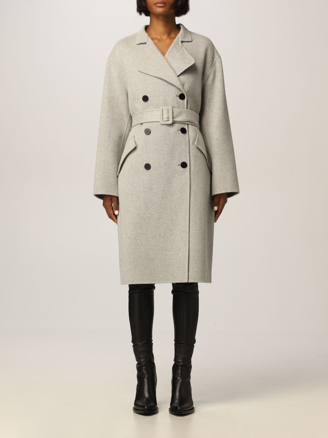 Theory Hooded Wool Coat In Grey | ModeSens