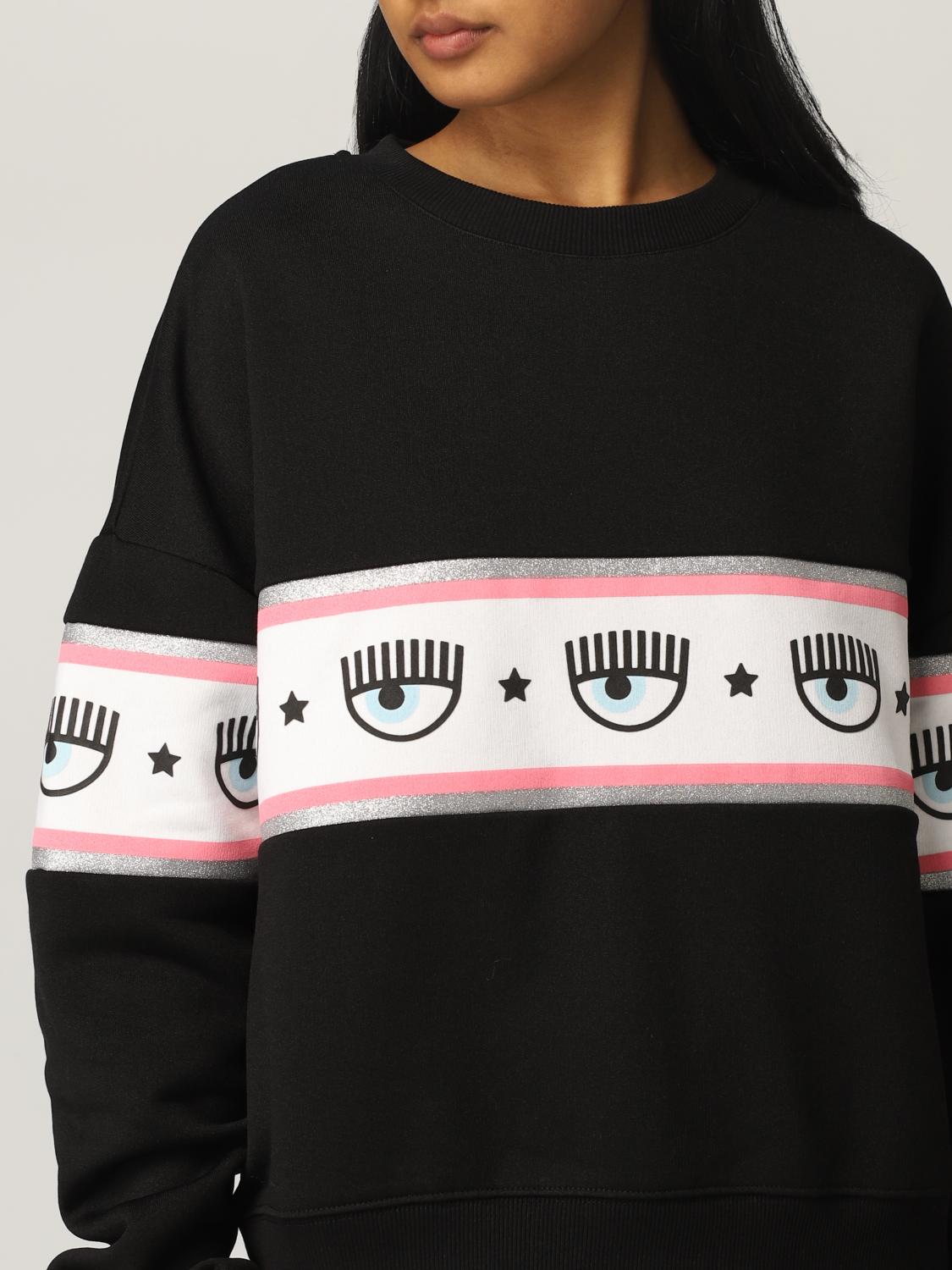 CHIARA FERRAGNI: Felpa con logo Eye-star - Nero | Felpa Chiara Ferragni  71CBIF00 CFC1F GIGLIO.COM