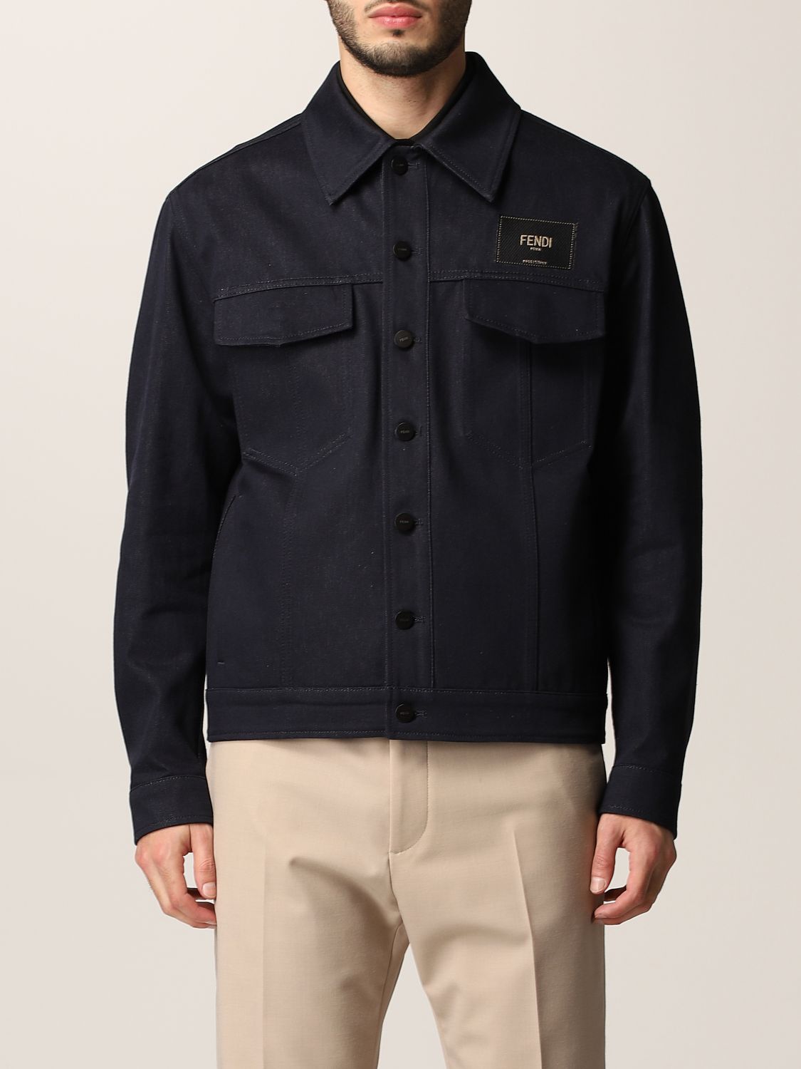 FENDI: jacket for man - Denim | Fendi jacket FW1027 AIZB online at