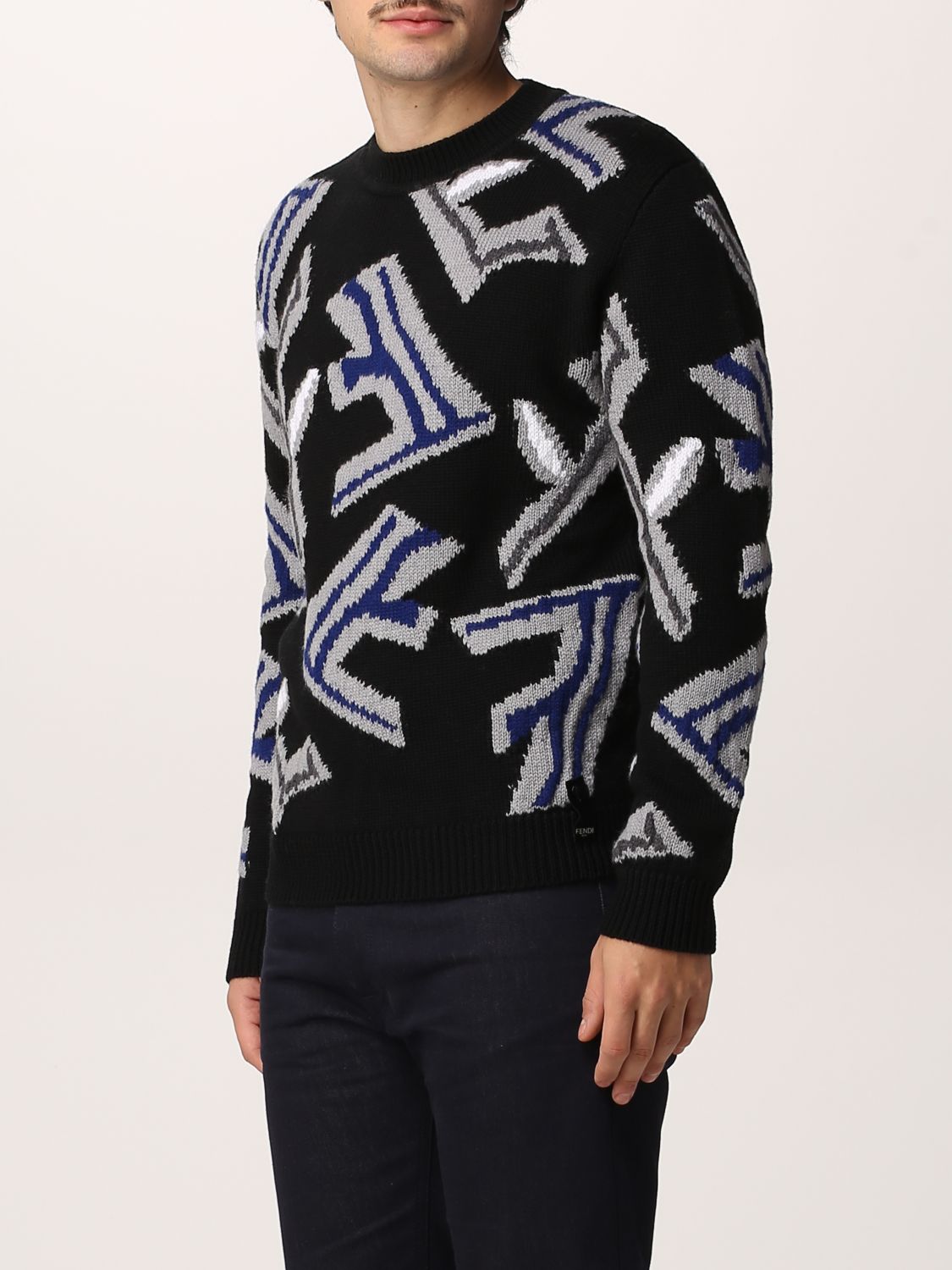 FENDI: jumper for men - Black | Fendi jumper FZX013 AI37 online on ...