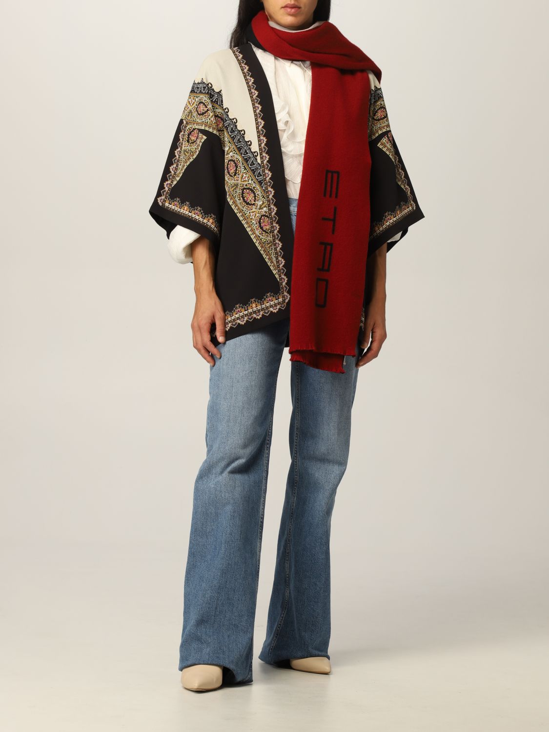 Scarf Etro: Etro scarf in tricolor wool red 4