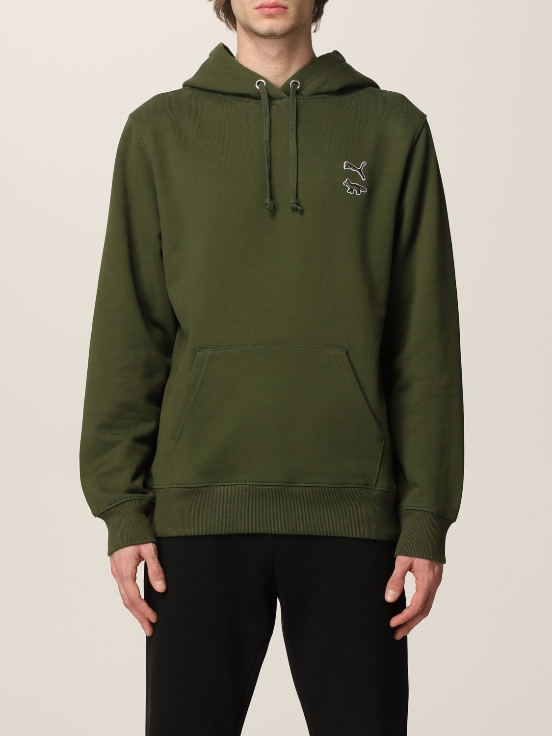 PUMA: x Maison Kitsune sweatshirt in cotton with logo - Green | Puma ...