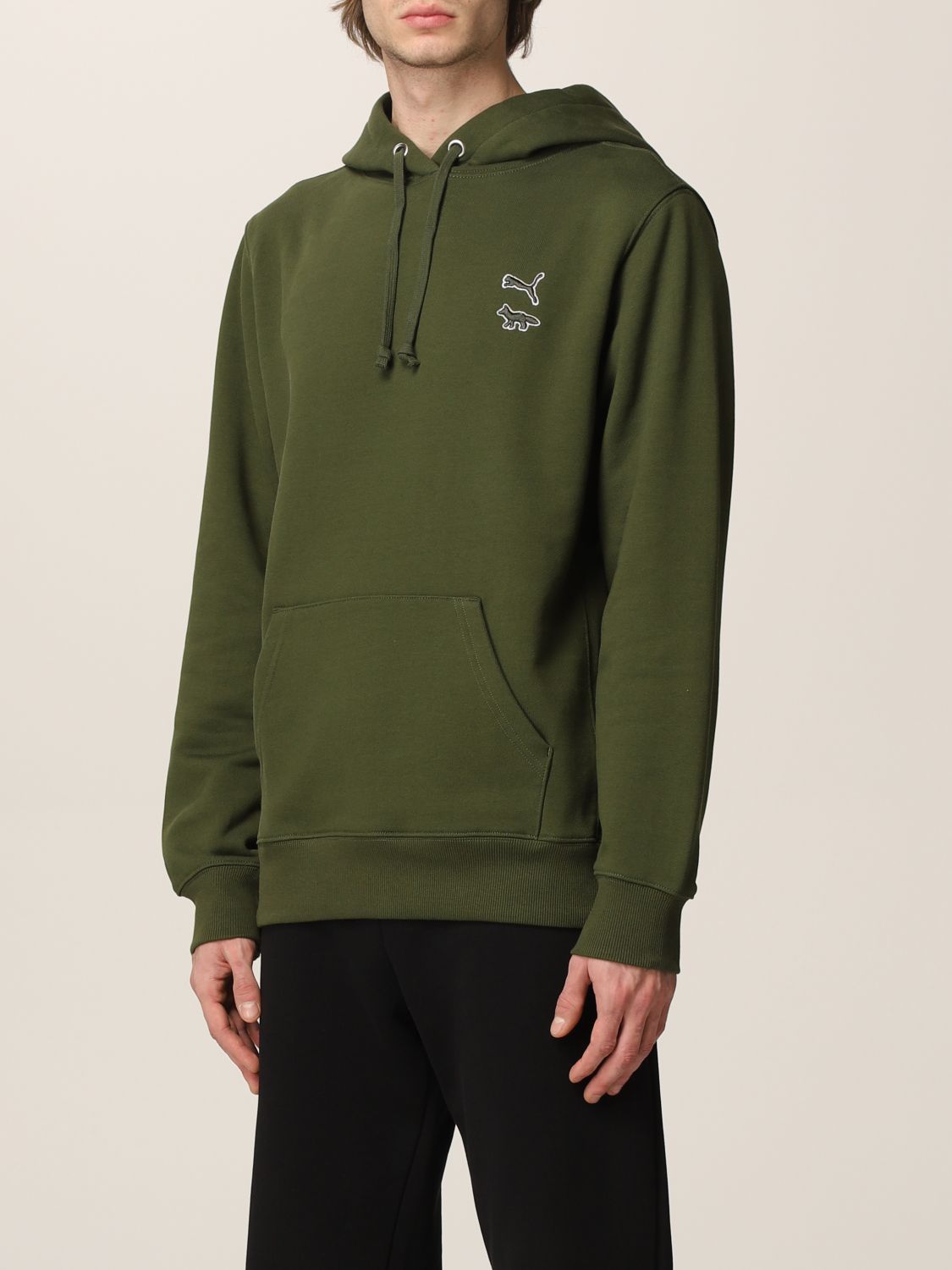 PUMA: x Maison Kitsune sweatshirt in cotton with logo - Green | Puma ...