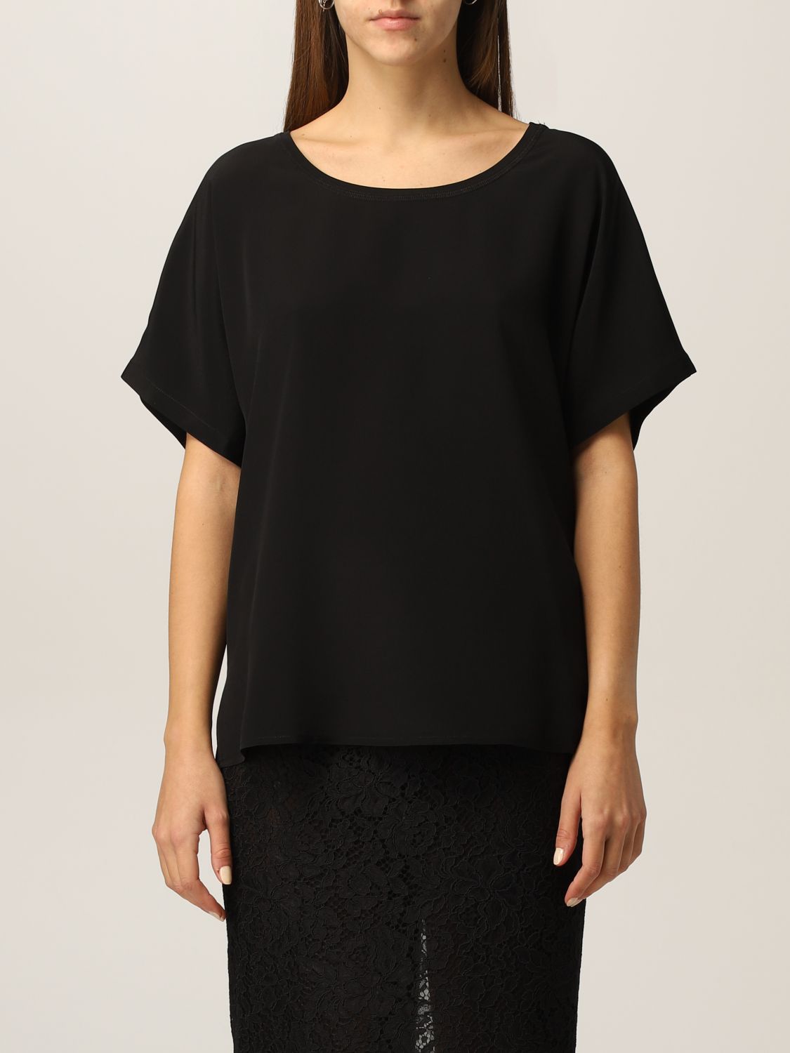 ANNA MOLINARI: blouse in silk blend - Black | Anna Molinari top 7C051A ...
