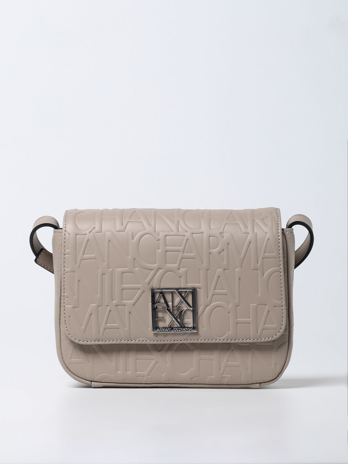 Armani Exchange Crossbody Bag With Embossed Logo In Beige | ModeSens