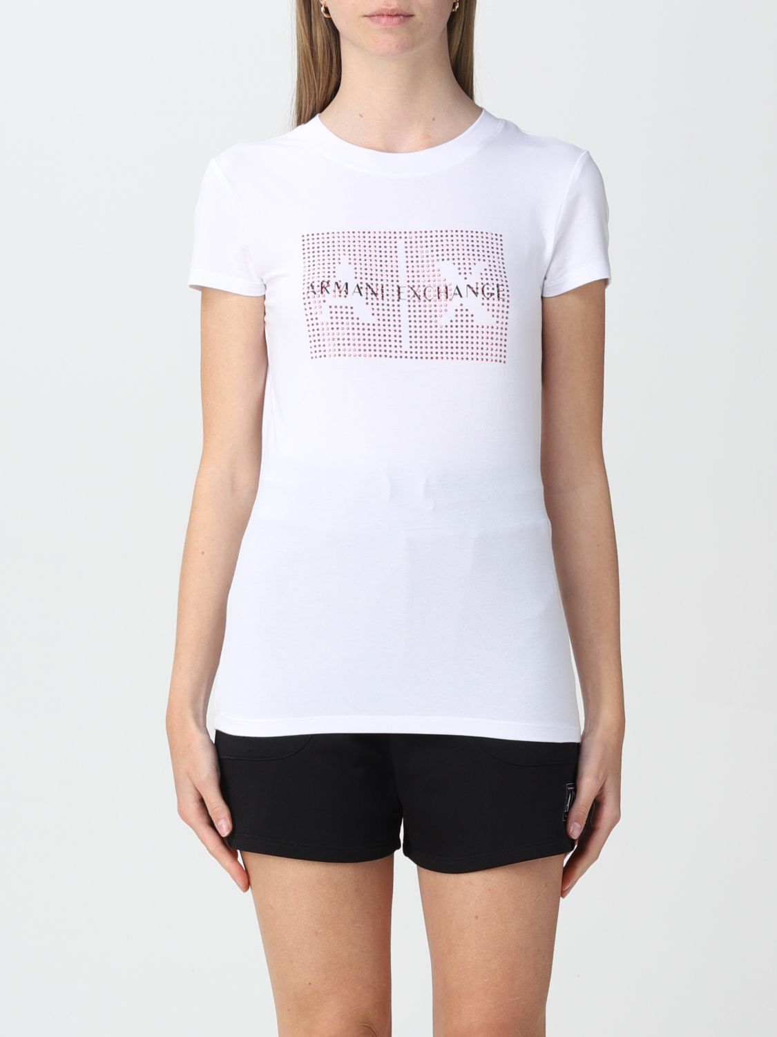 ARMANI EXCHANGE: cotton t-shirt with logo - White | Armani Exchange t ...