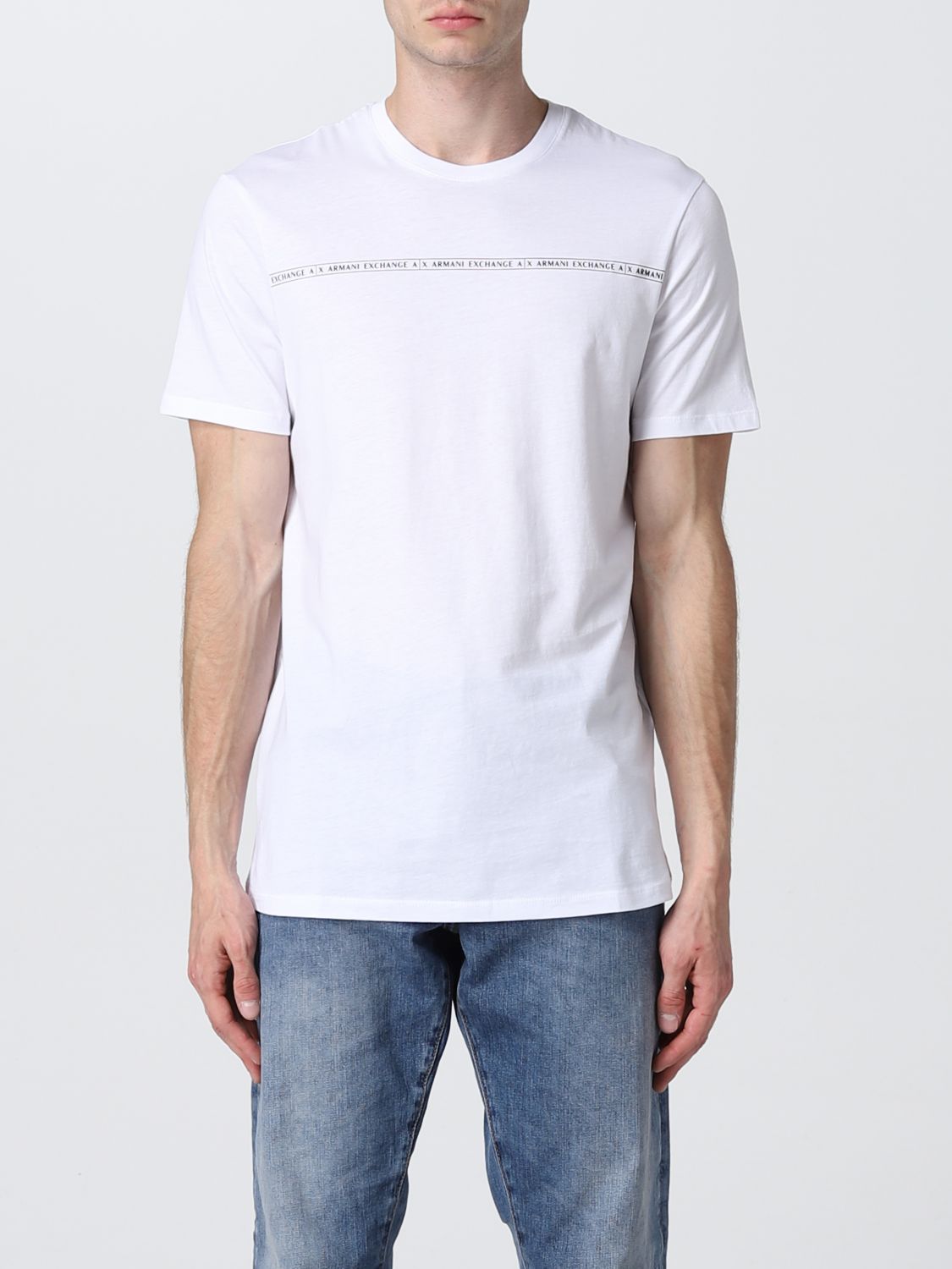 ARMANI EXCHANGE: cotton t-shirt with logo - White | Armani Exchange t ...