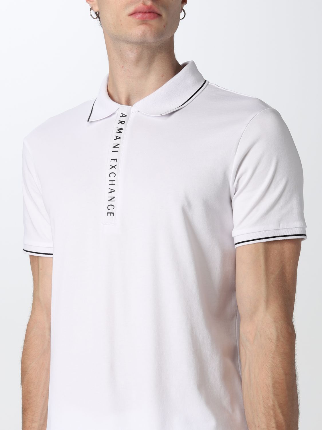 ARMANI EXCHANGE: polo shirt for men - White | Armani Exchange polo ...