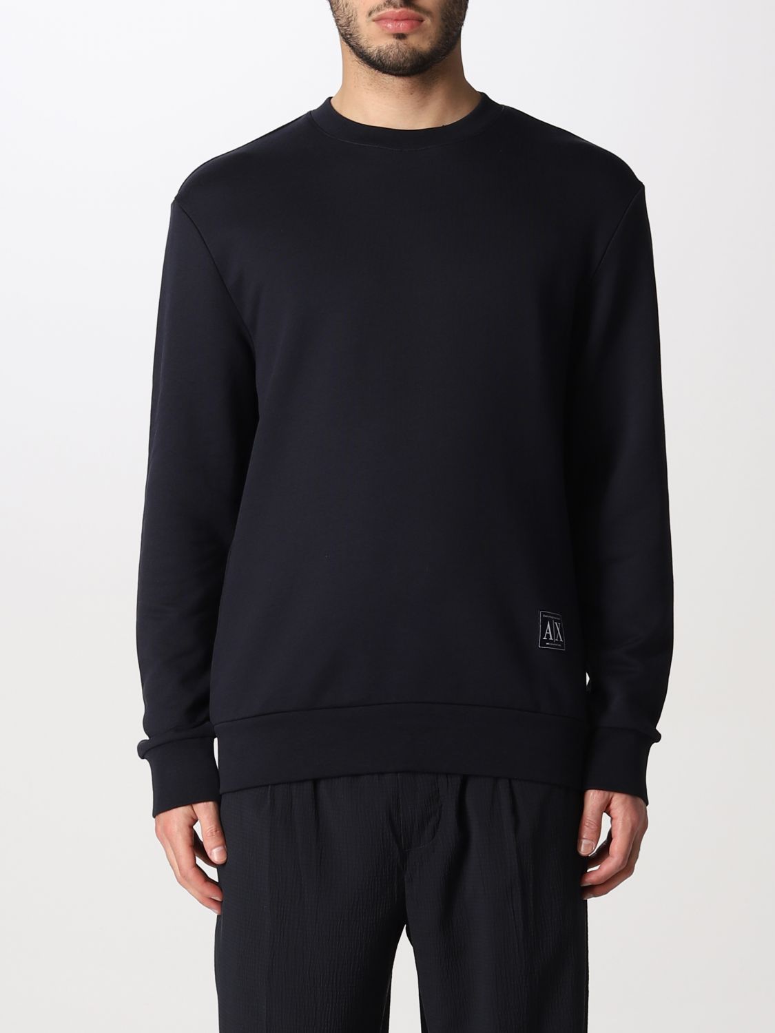 ARMANI EXCHANGE: cotton sjumper eatshirt with logo - Blue | Armani ...