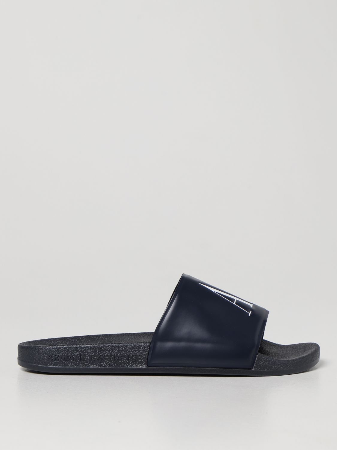 ARMANI EXCHANGE: slide sandals in fabric - Blue | Armani Exchange ...