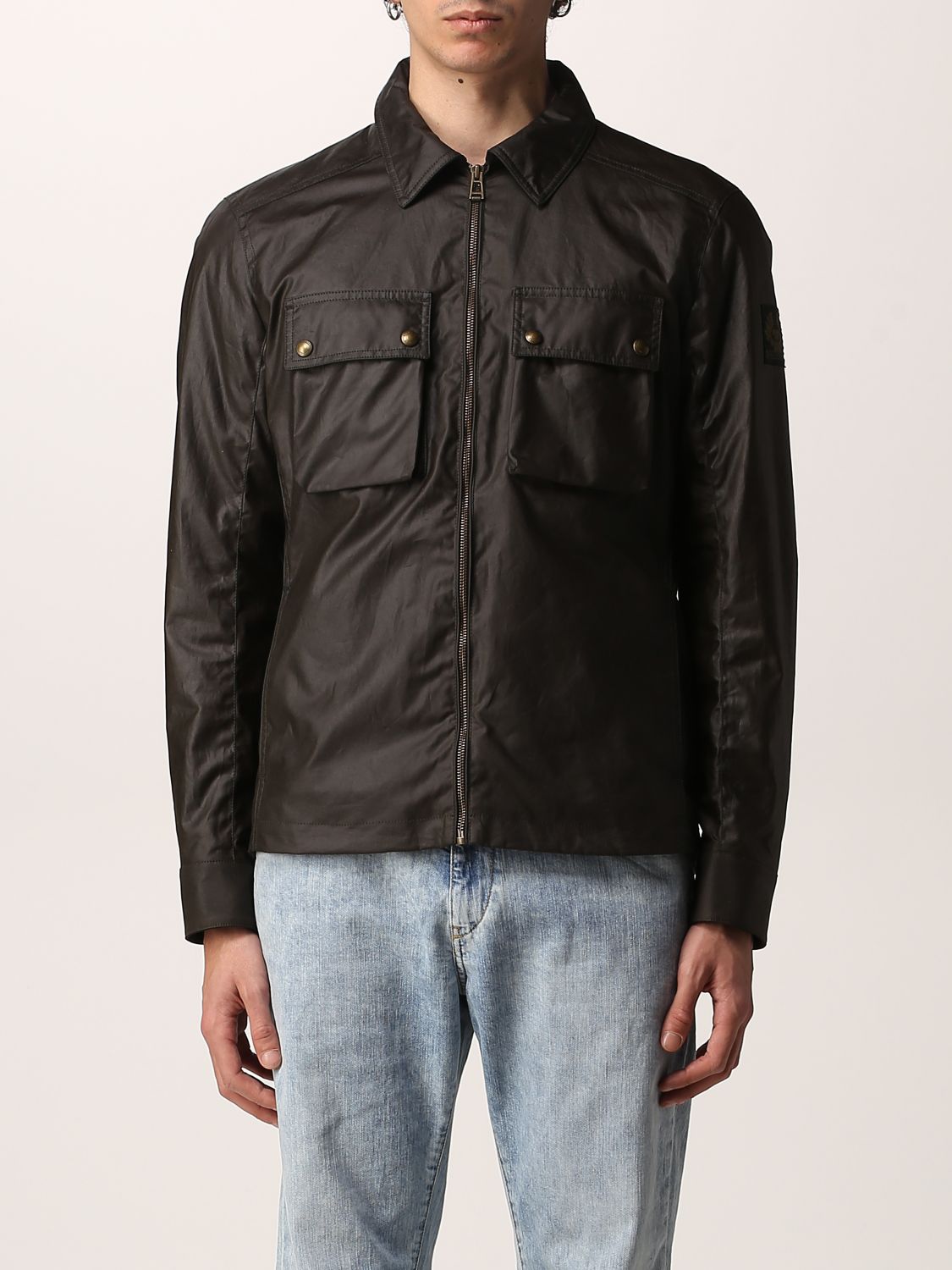 Giacca Belstaff: Giacca Dunstall Belstaff in cotone con logo oliva 1