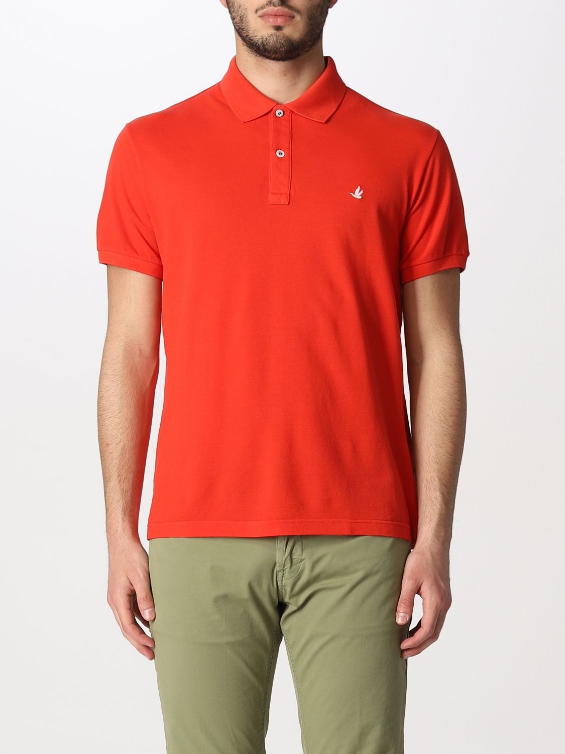 Brooksfield Polo Shirt In Cotton With Logo In Orange
