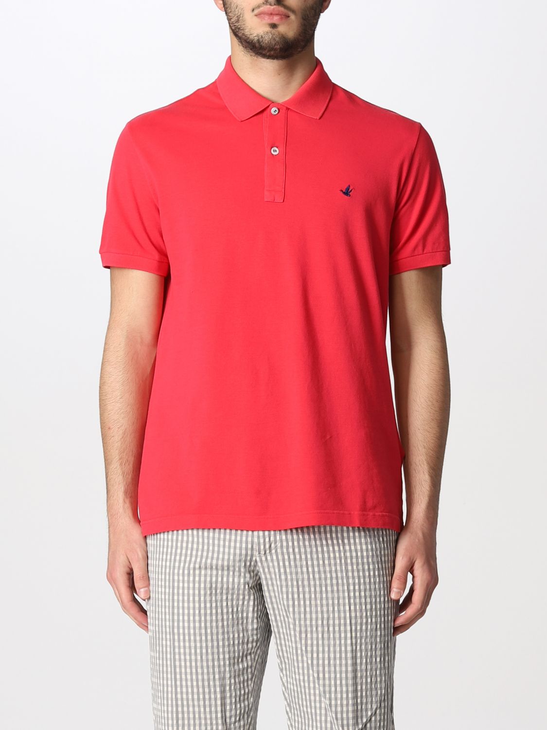 Brooksfield Polo Shirt In Cotton With Logo In Fuchsia
