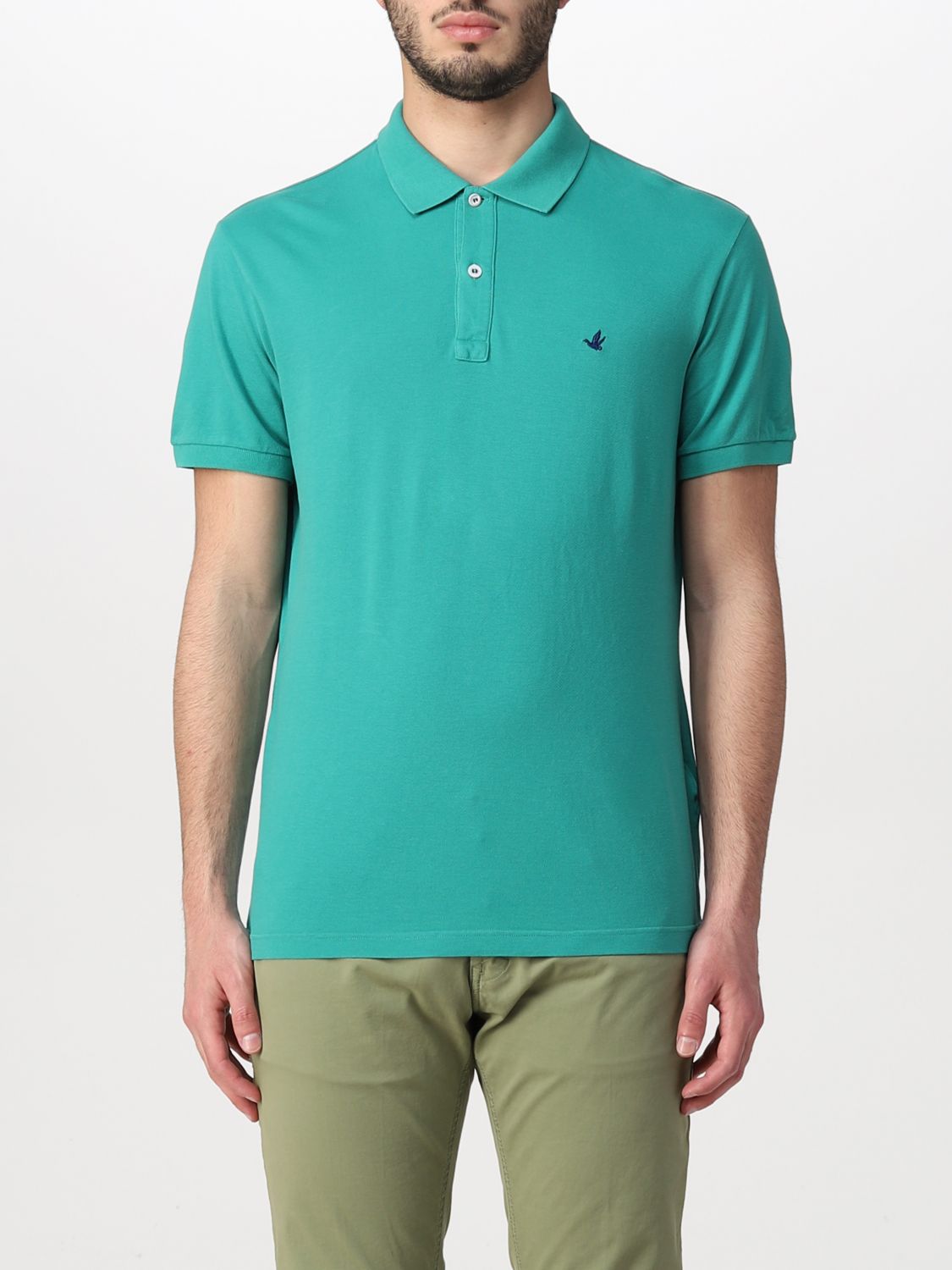 Brooksfield Polo Shirt In Cotton With Logo In Green