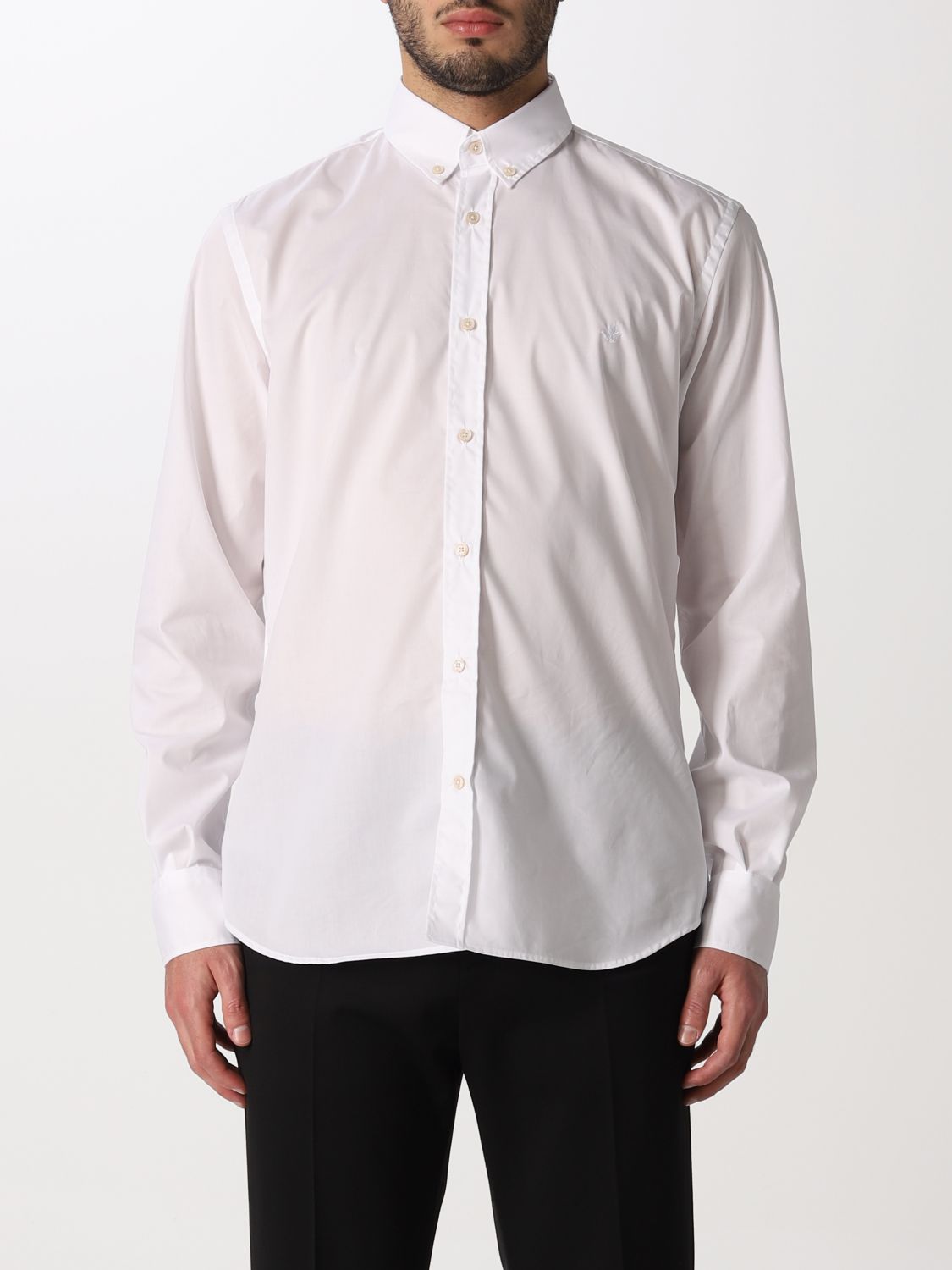 BROOKSFIELD: shirt in cotton with embroidered logo - White ...