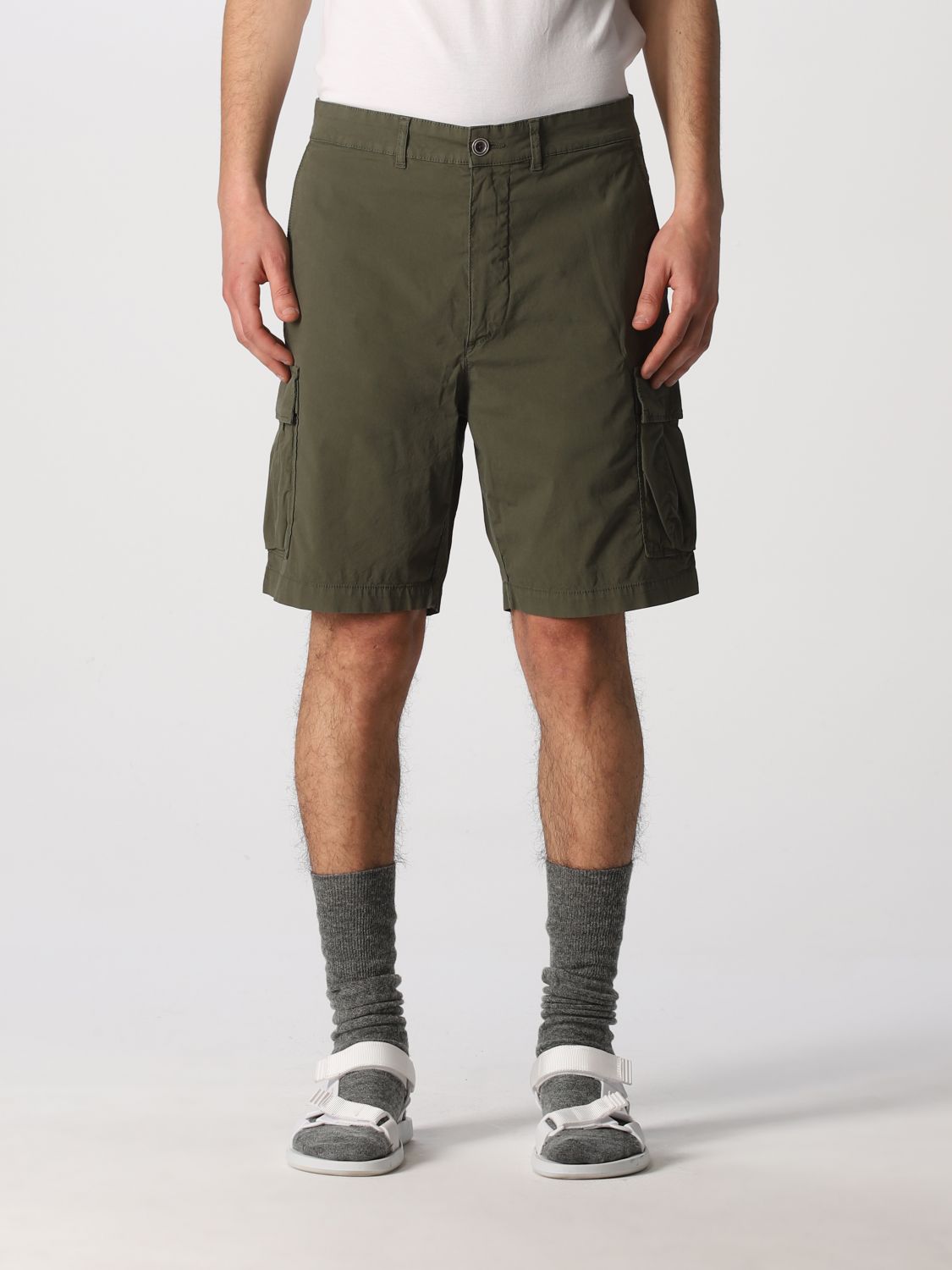 Brooksfield Outlet: cargo bermuda shorts in stretch poplin - Military ...