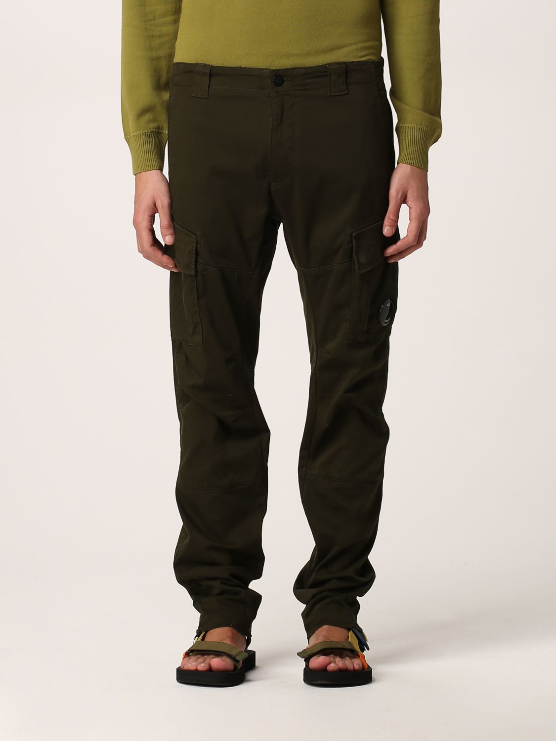 C.P. COMPANY: Pants in stretch cotton - Green | C.p. Company pants ...