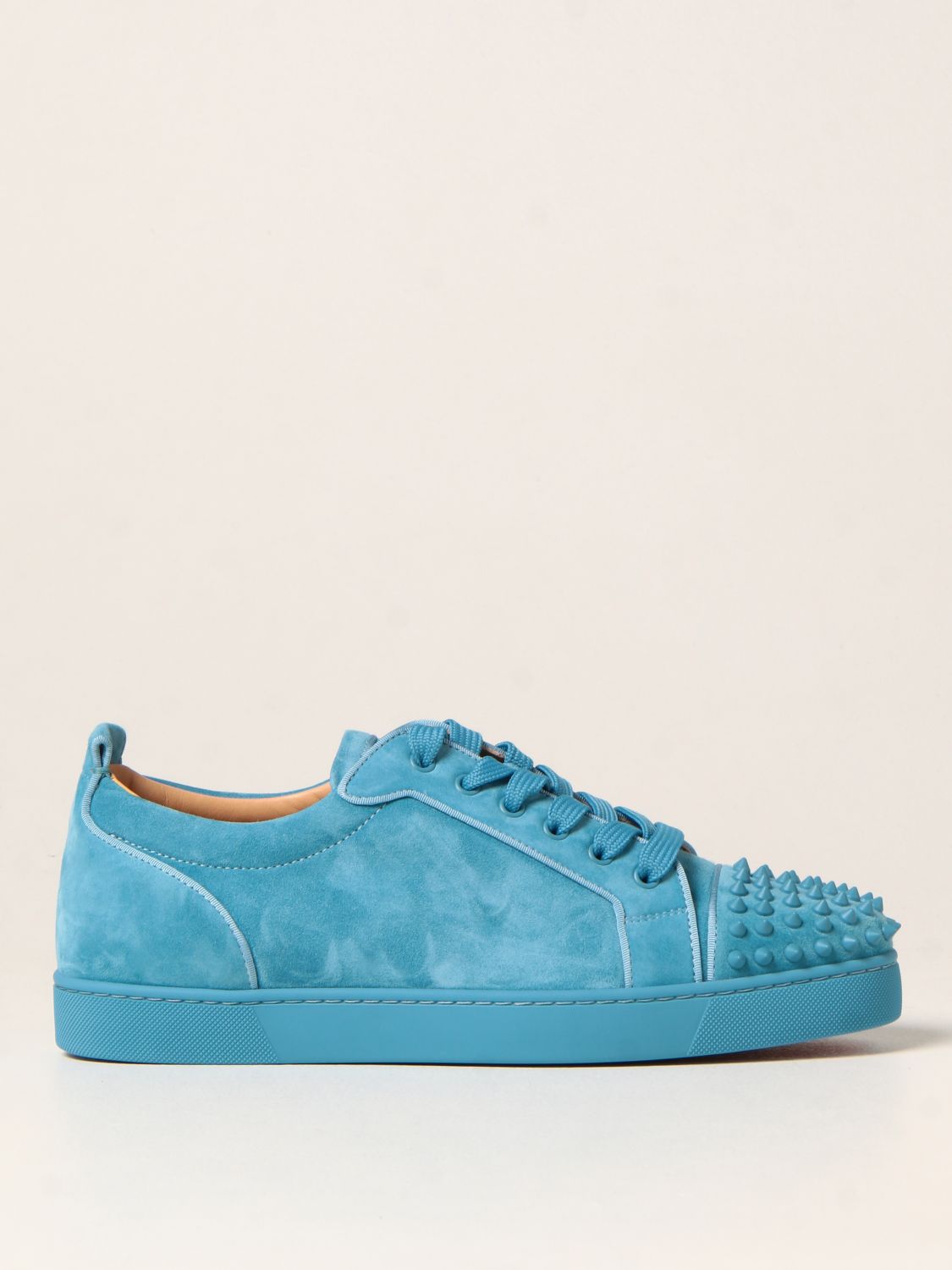 CHRISTIAN LOUBOUTIN: Louis Junior Spikes Orlato suede sneakers - Gnawed ...