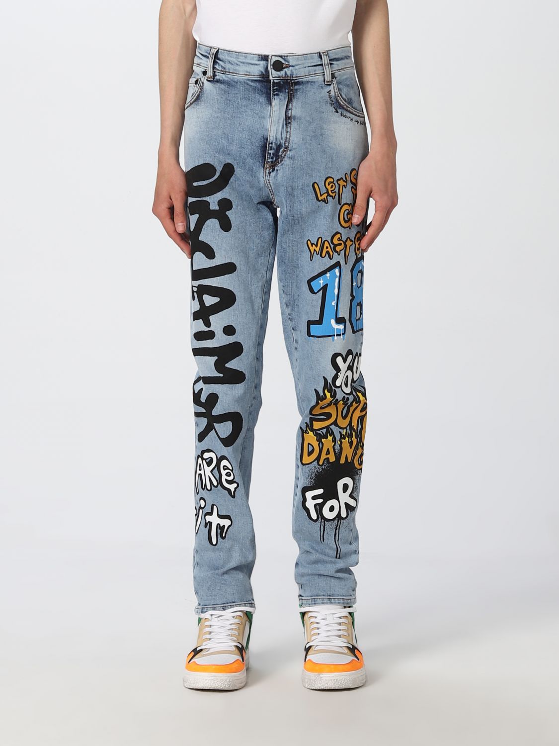 DISCLAIMER: Graffiti jeans in washed denim - Denim | Disclaimer jeans ...
