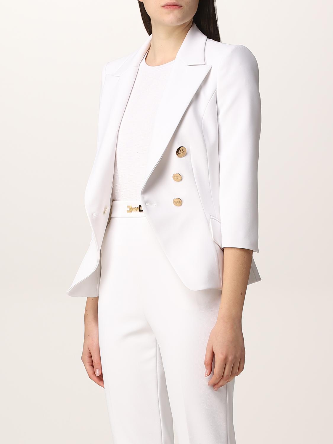 ELISABETTA FRANCHI: Giacca a doppiopetto - Avorio | Blazer Elisabetta  Franchi GI011 GIGLIO.COM