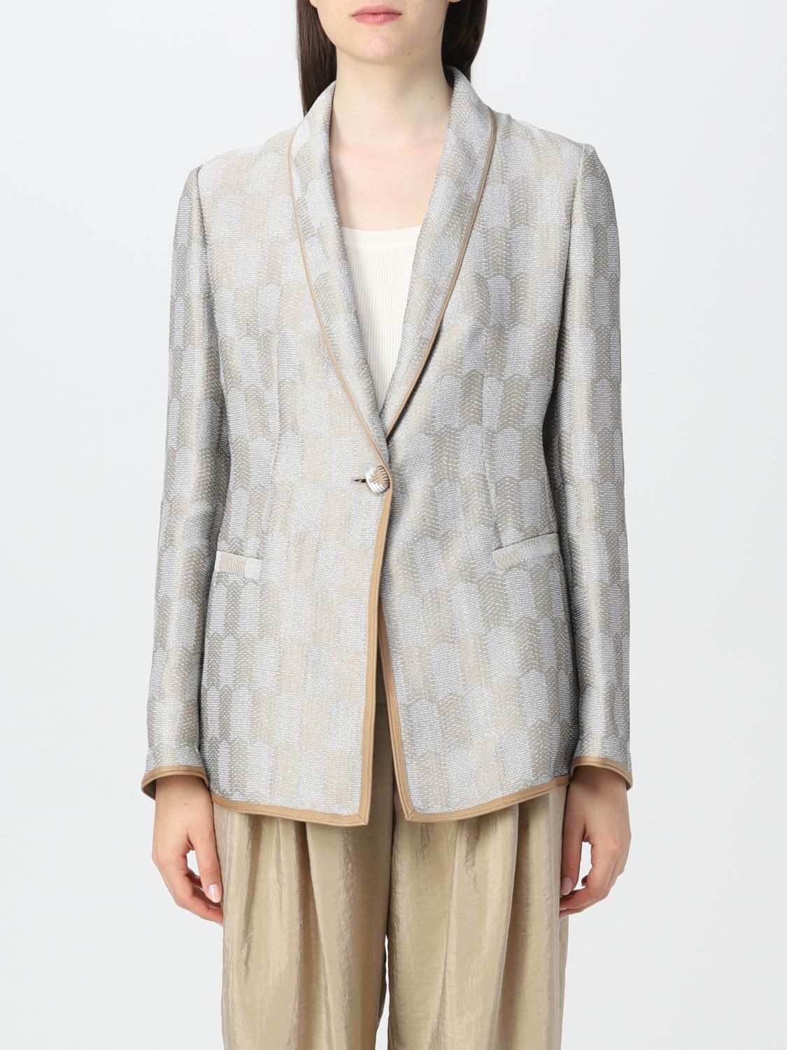 Emporio Armani Outlet: blazer for woman - Grey | Emporio Armani blazer  ING38TI2111 online on 