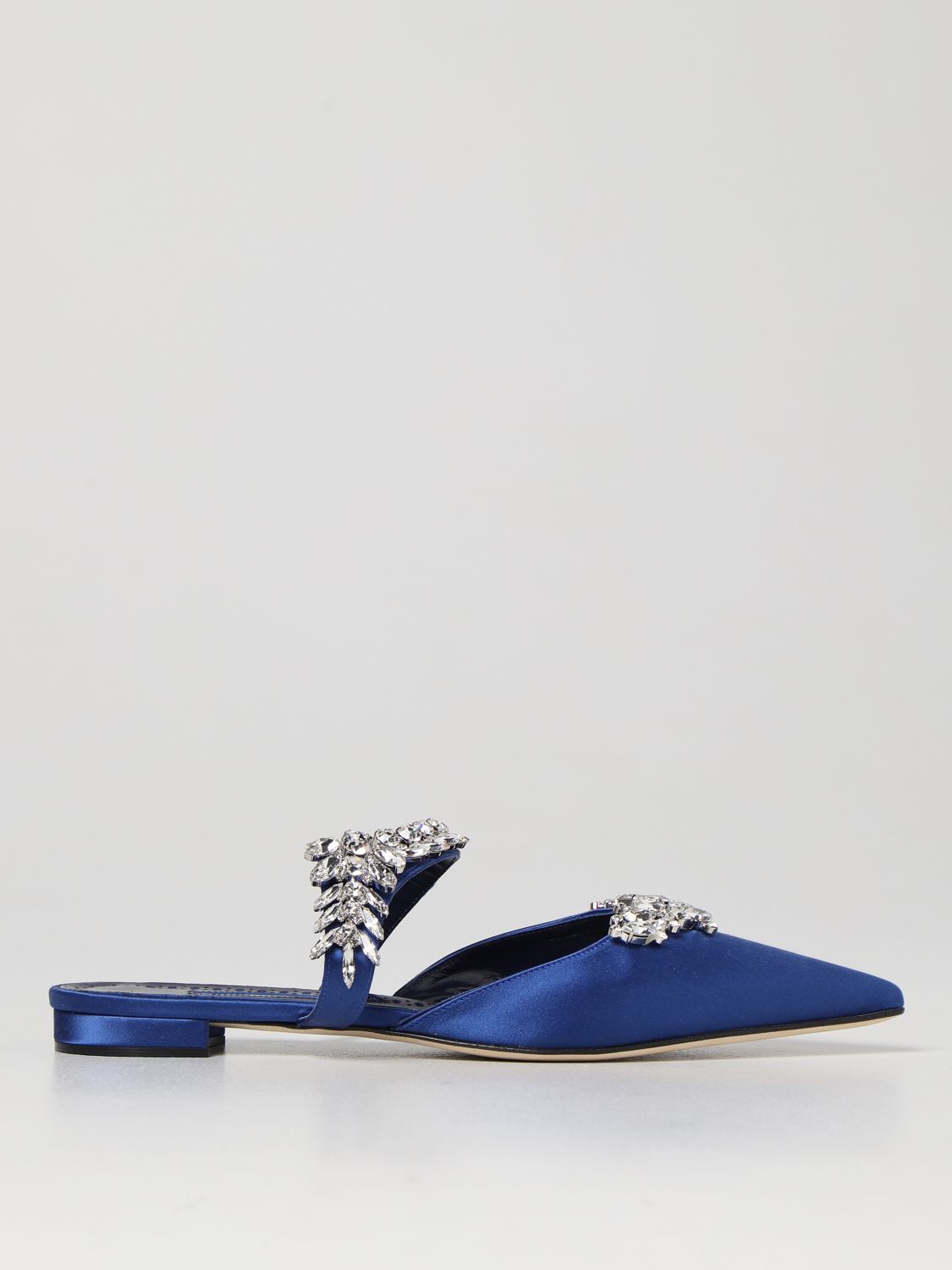 Flat shoes Manolo Blahnik: Manolo Blahnik Lurumflat mules with crystals royal blue 1